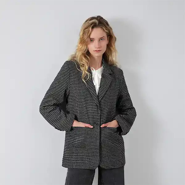 Blazer Tejido Tartan Gris M Mujer Raindoor