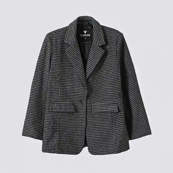 Blazer Tejido Tartan Gris M Mujer Raindoor