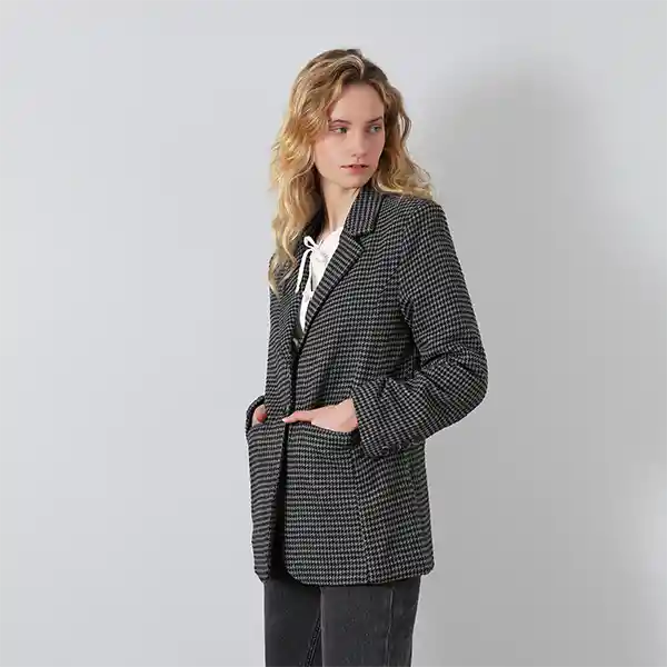 Blazer Tejido Tartan Gris M Mujer Raindoor
