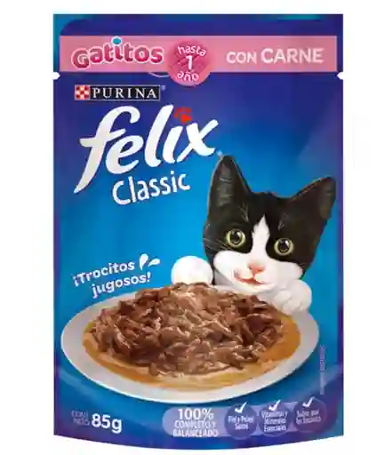 Alimento Humedo Felix Classic Gatitos Carne Pouch