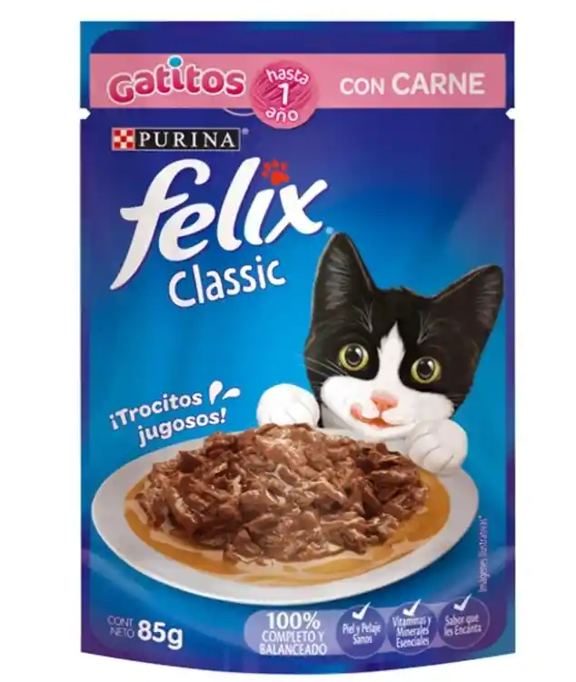 Alimento Humedo Felix Classic Gatitos Carne Pouch