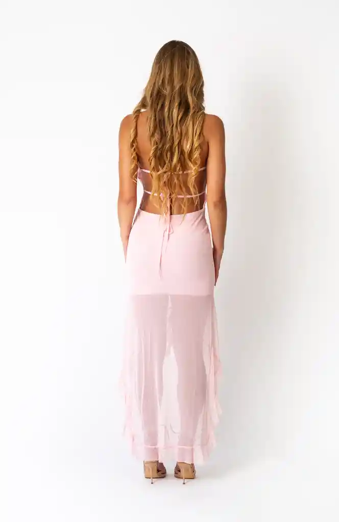 Vestido Rosado Largo Maxi Xs