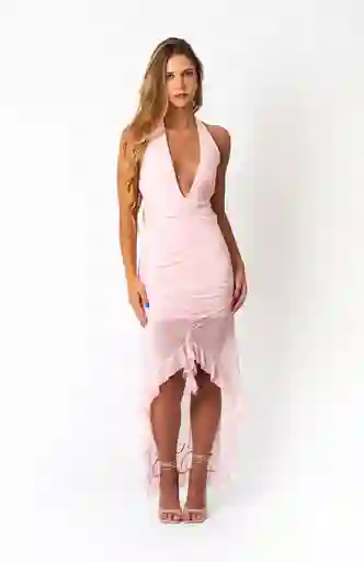 Vestido Rosado Largo Maxi Xs