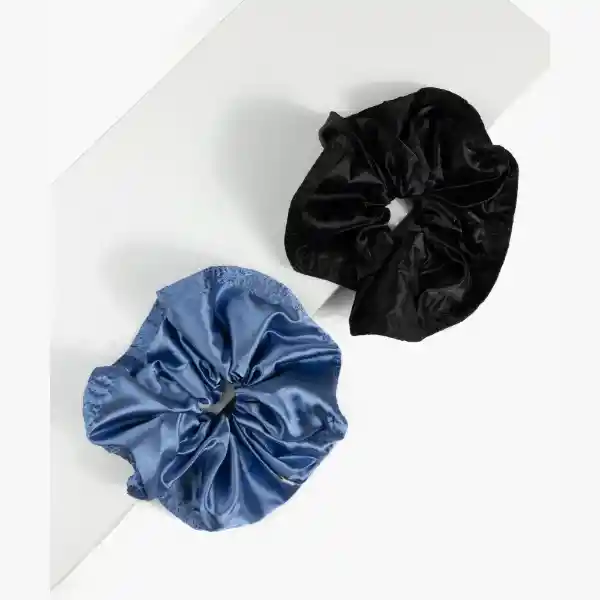 Set Collets Mujer Satinados Lisos Azul