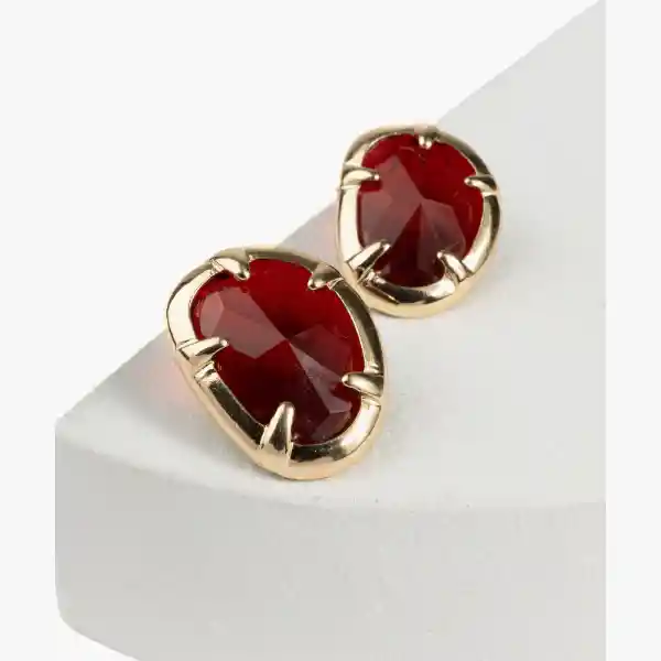 Aros Mujer Piedra Resina Burdeo