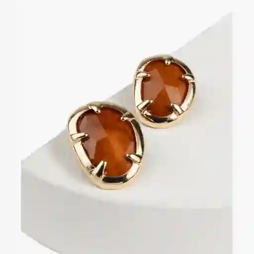 Aros Mujer Piedra Resina Camel