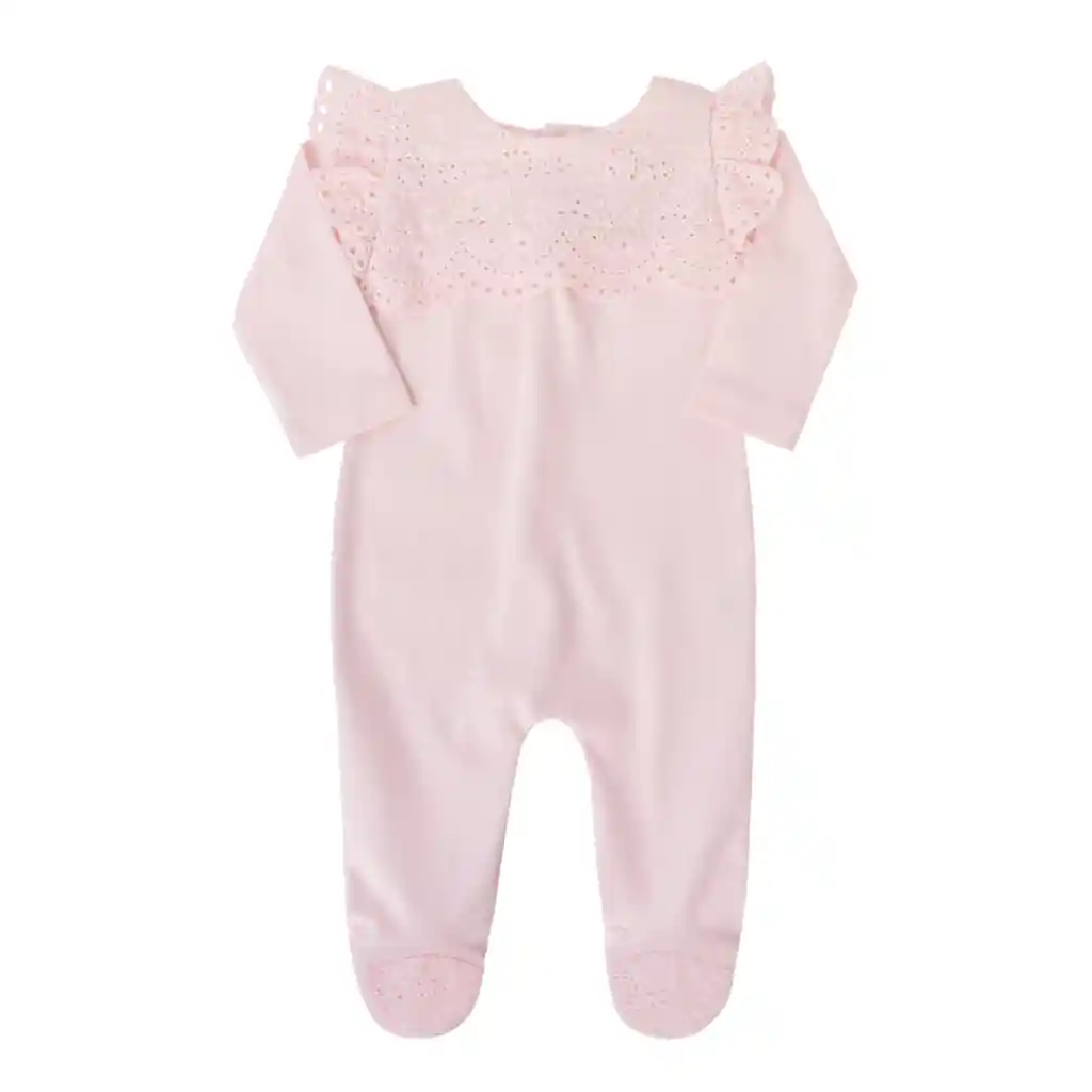 Warmi Enterito Blanca Tira Bordada Rosa 3a6