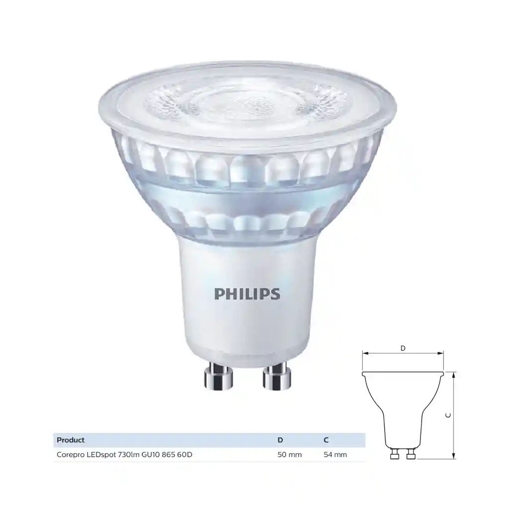 Pack De 4 Led Gu10 Essential Corepro Ledspot 730lm Gu10 865 60d Luz Fria