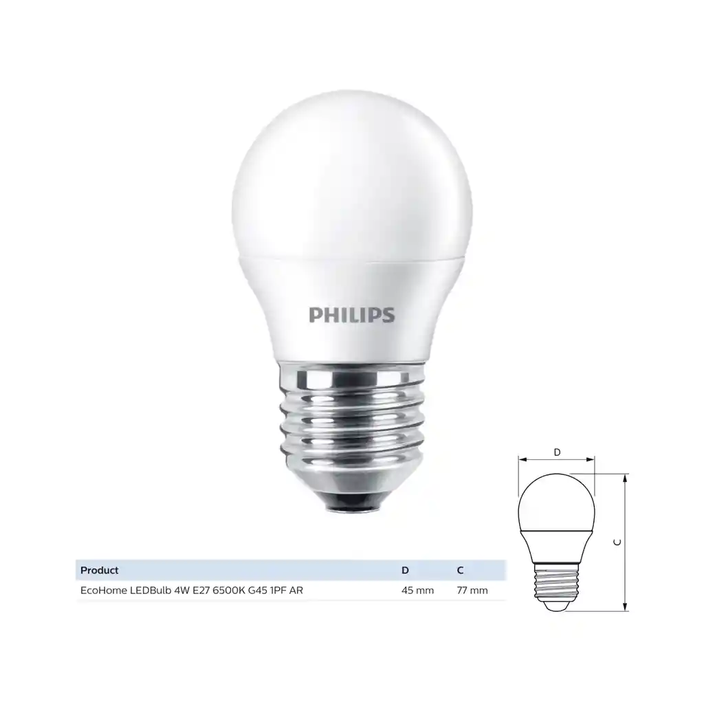 Pack 4 Gotas Led Versión Estándar Ecohome Ledbulb 4w E27 6500k G45 1pf Ar