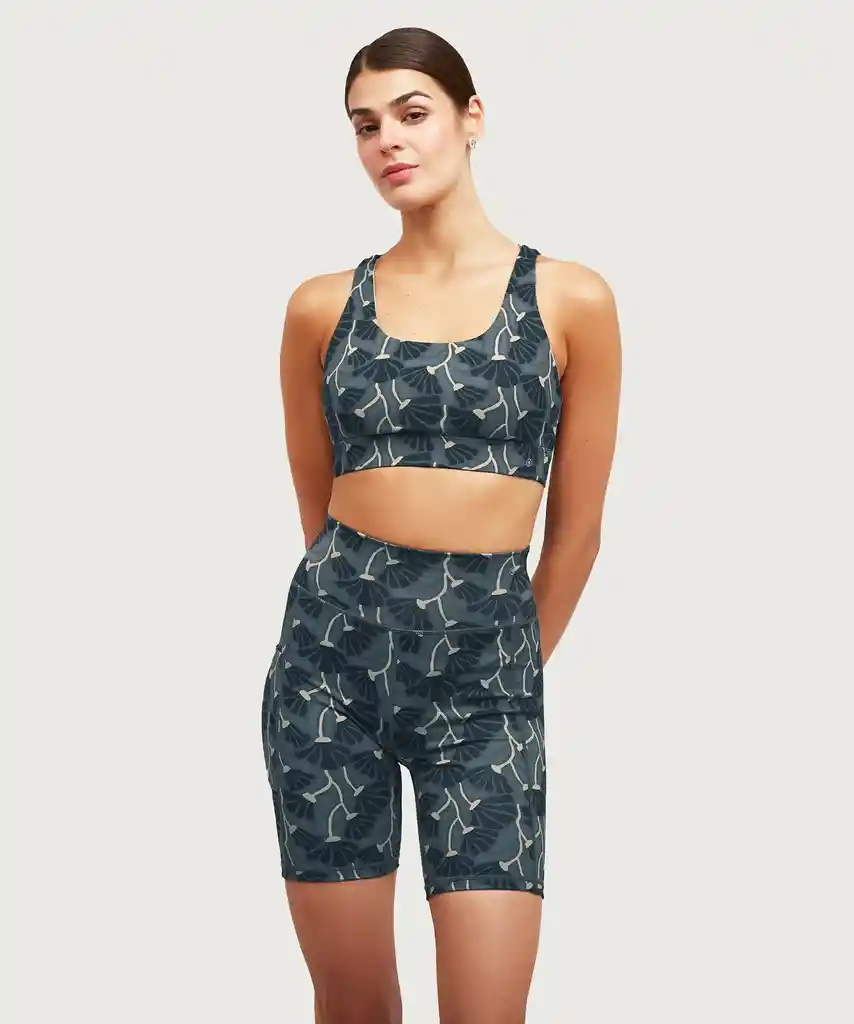 Short Deportivo Mujer Biker Flores S Gris