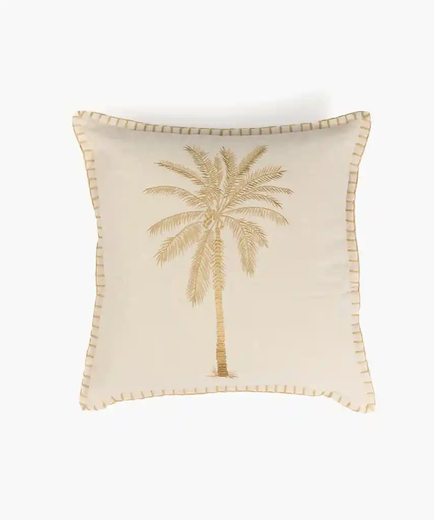 Cojín Mujer Algodón Palmeras 45 X 45 Cm Beige
