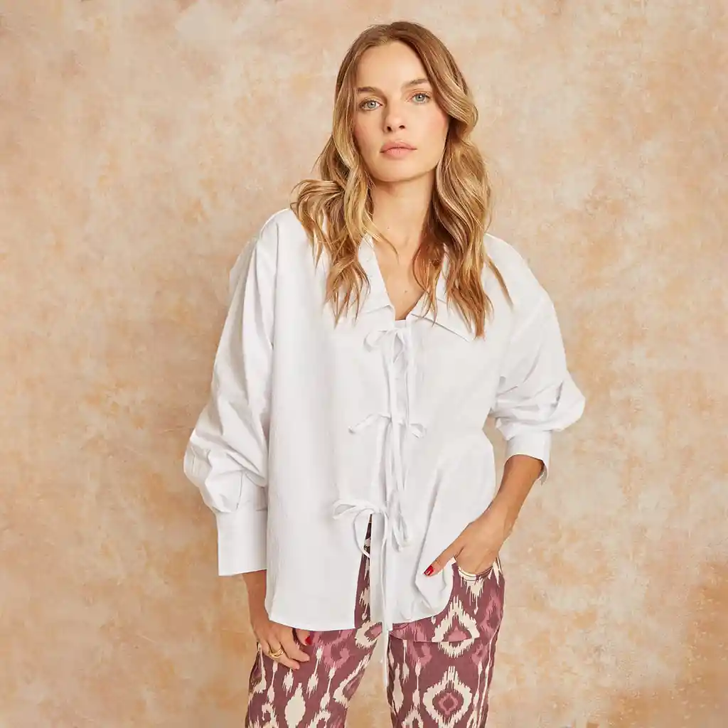 Blusa Mujer Lazos M Blanco