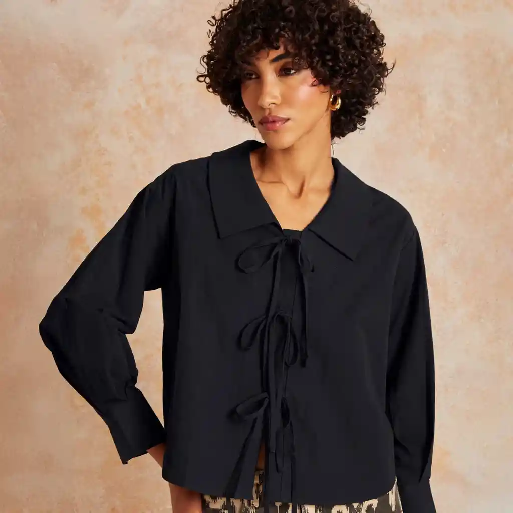 Blusa Mujer Lazos S Negro