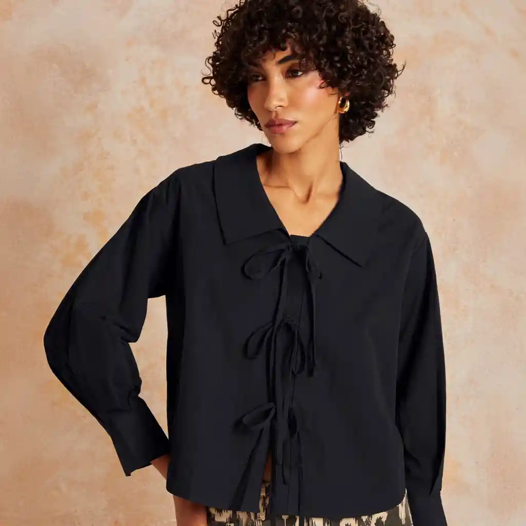 Blusa Mujer Lazos L Negro