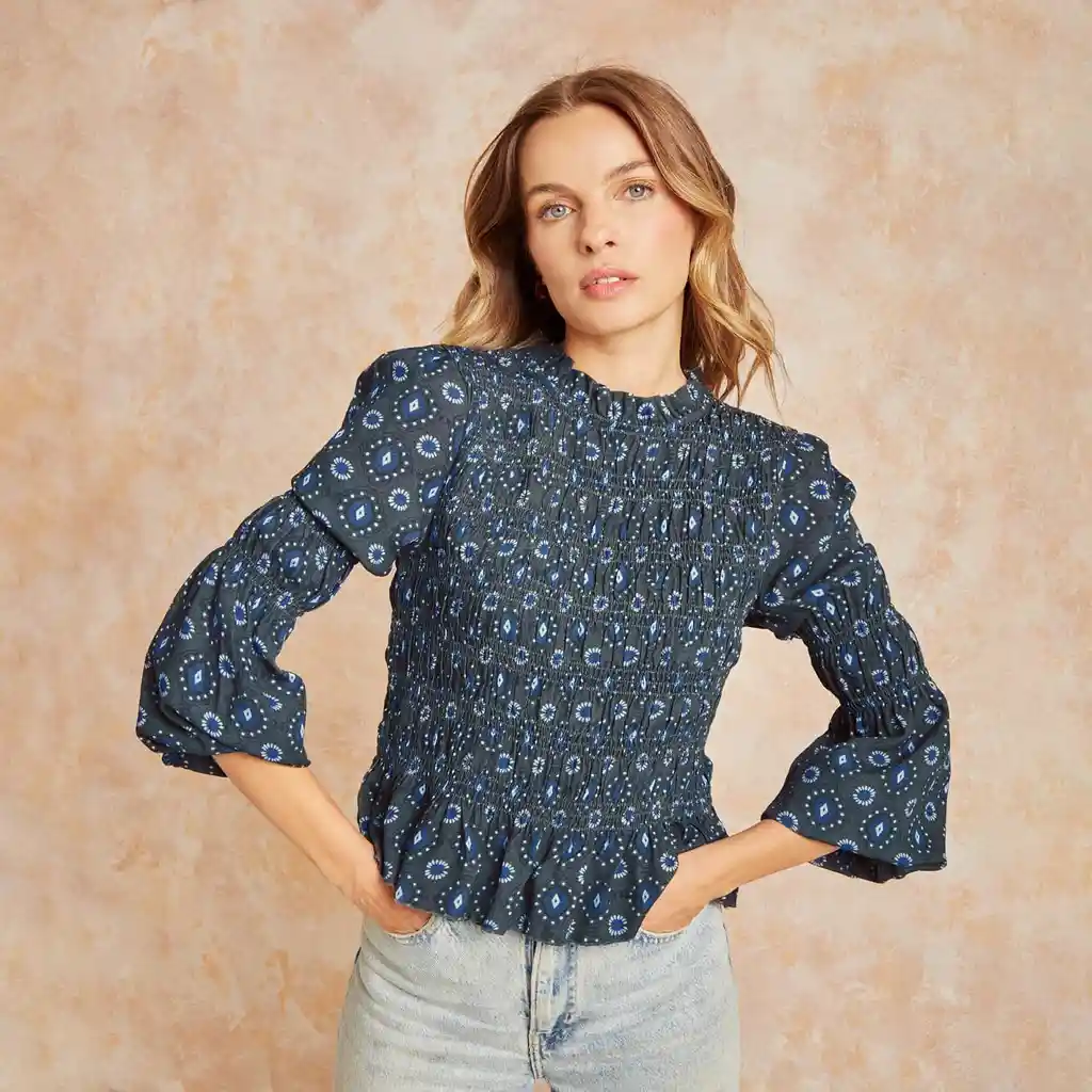 Blusa Mujer Panal De Abejas S Verde Musgo