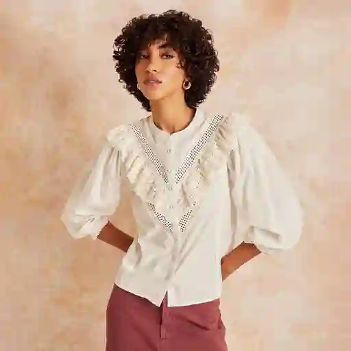 Blusa Mujer Bordado L Blanco