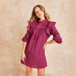 Vestido Mujer Bordado S Morado
