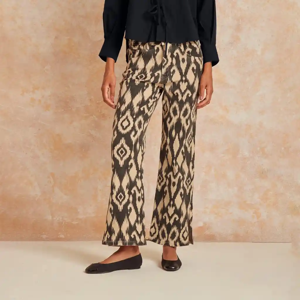 Pantalón Mujer Estampado 38 Negro
