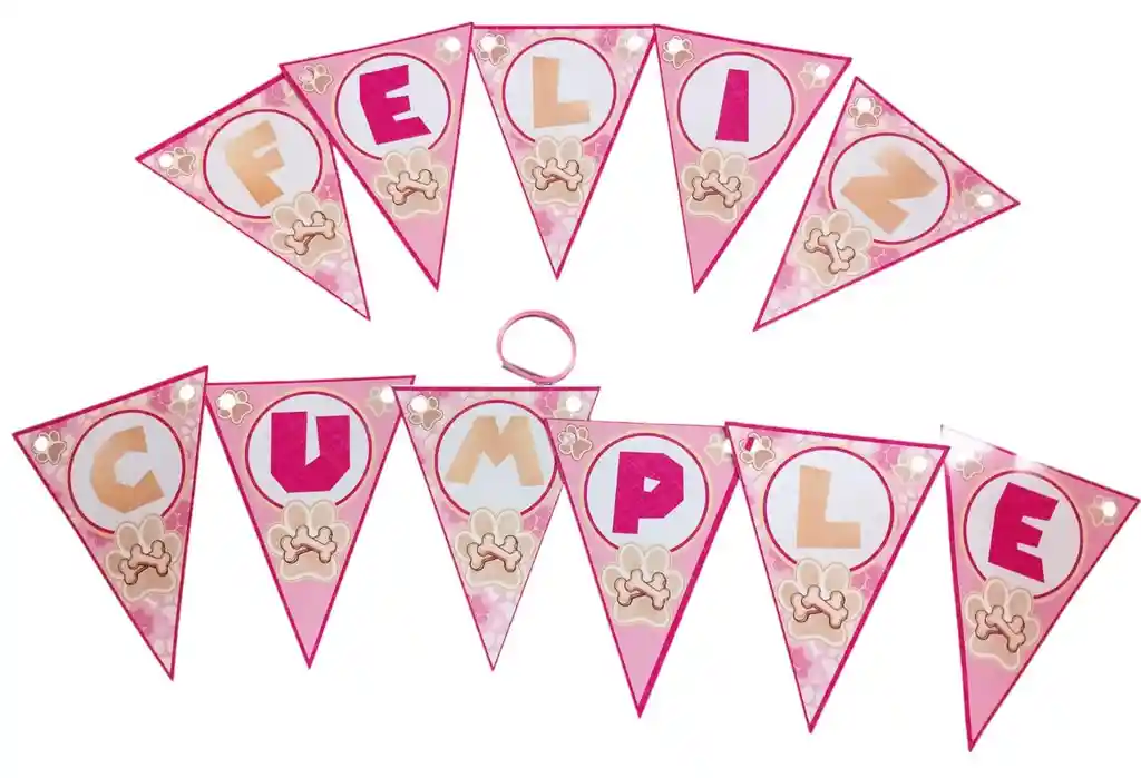 Letras Feliz Cumple Color Rosa Perros