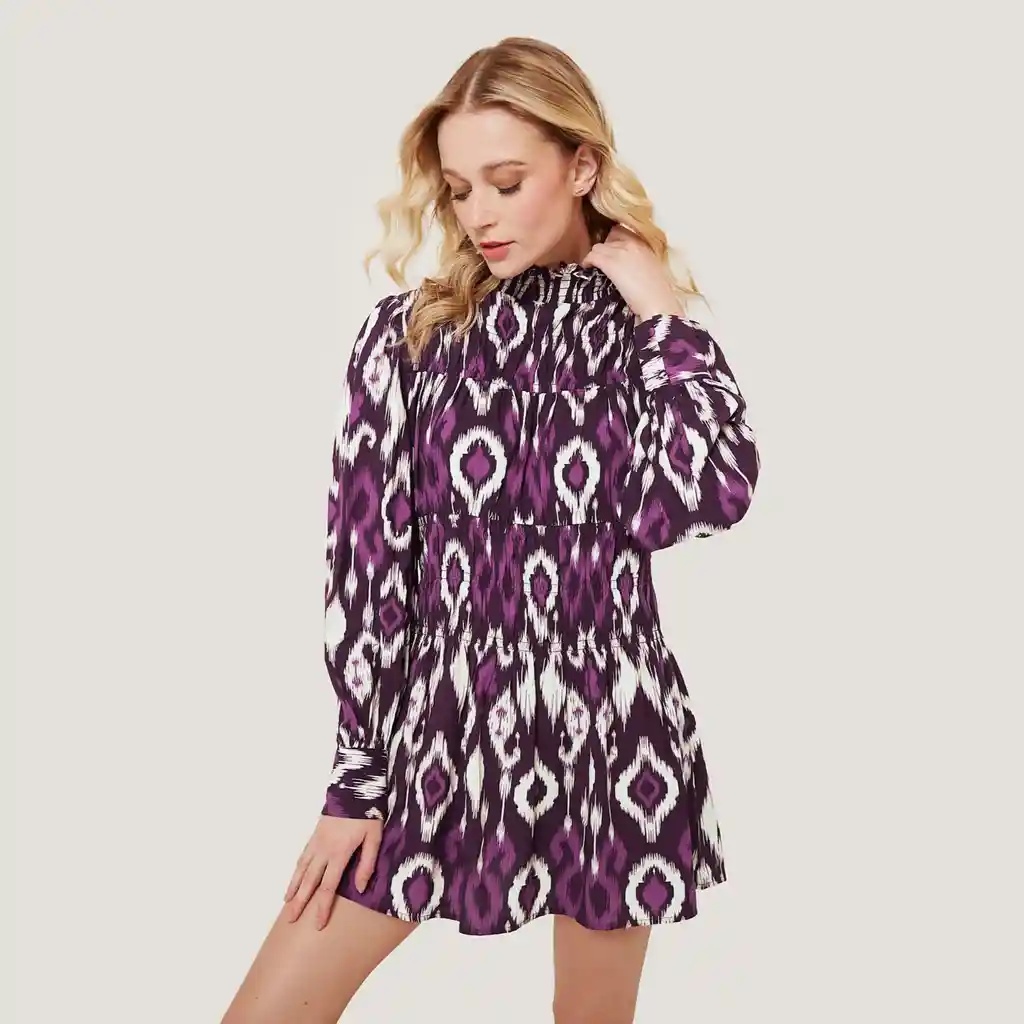 Vestido Mujer Panal De Abejas L Morado