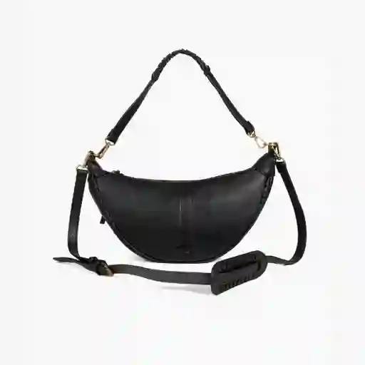 Cartera Bandolera Mujer Detalles Tejidos Negro