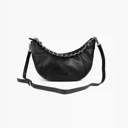Cartera Bandolera Mujer Media Luna Cadena Negro