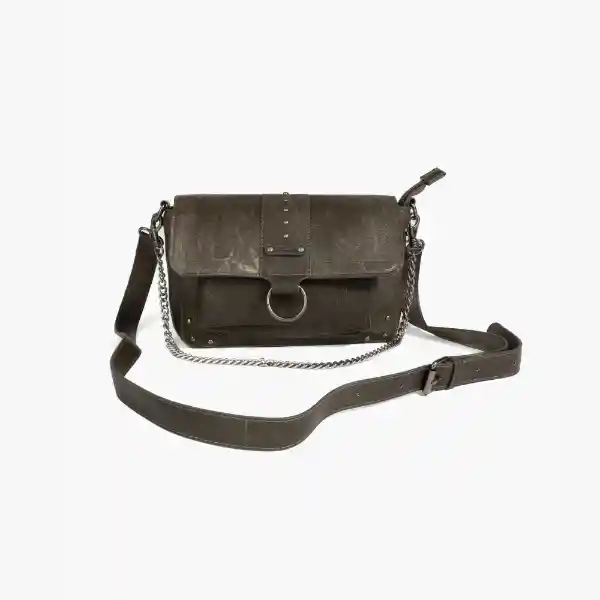 Cartera Bandolera Mujer Detalle Cadena Gris