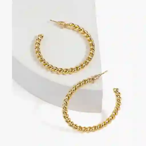 Aros Mujer Argollas Trenzadas Dorado