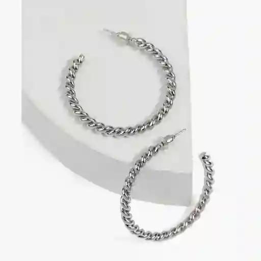 Aros Mujer Argollas Trenzadas Plateado