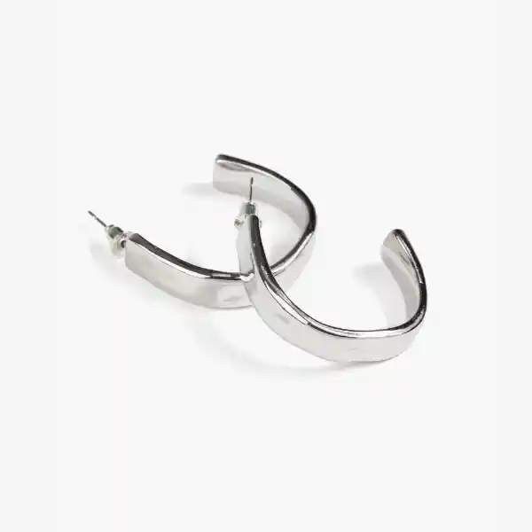 Aros Mujer Argollas Gruesas Irregulares Plateado
