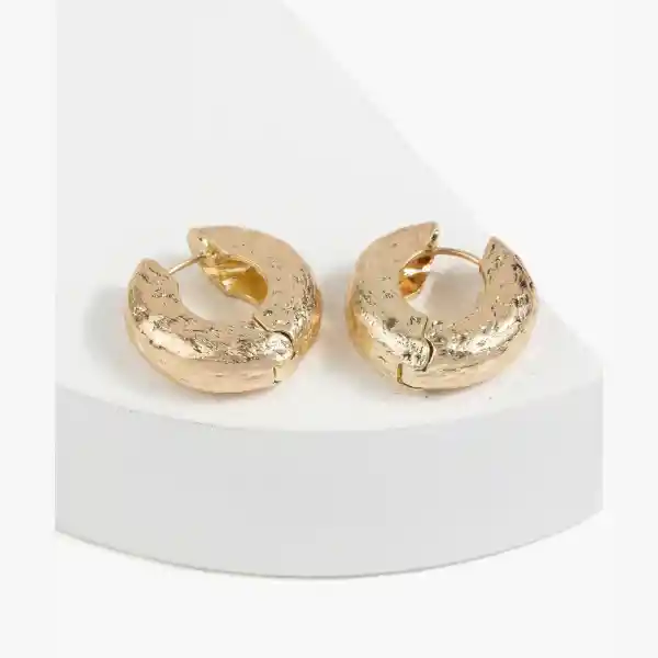 Aros Mujer Argollas Gruesas Machacadas Dorado