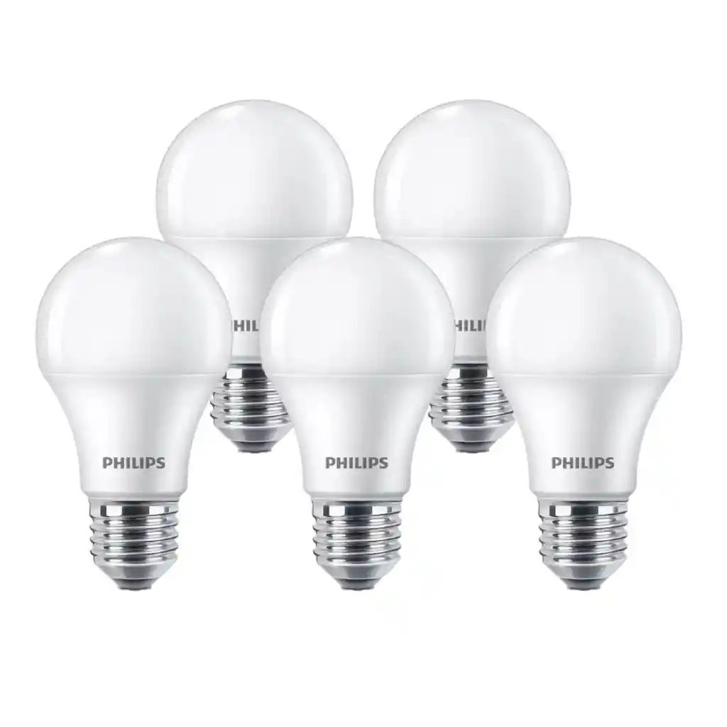5 Ampolletas Led Ecohome Ledbulb 7w E27 3000khv 1pf/20ar Philips