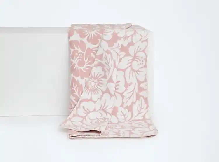 Manta Chenille Jacquard Flores Rosa Oi25