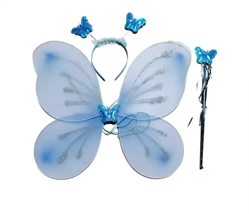 Alas Hada Mariposa Con Luz Disfraz Niña Varita Y Cintillo
