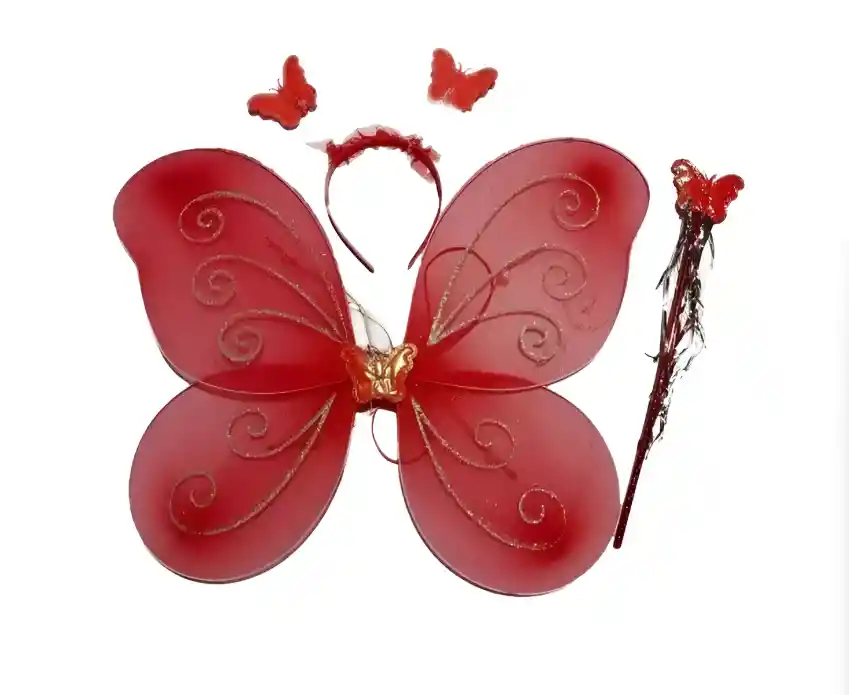 Alas Hada Mariposa Con Luz Disfraz Niña Varita Y Cintillo