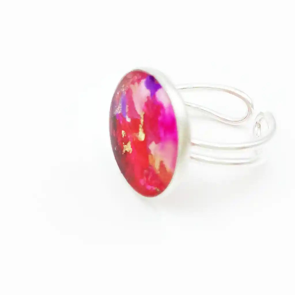 Anillo Círculo De Resina Fucsia