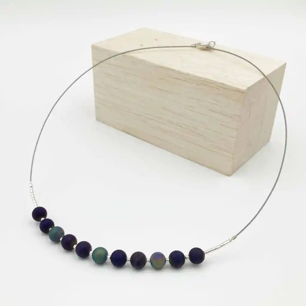 Collar Piedras Tornasol Y Mostacillas Miyuki