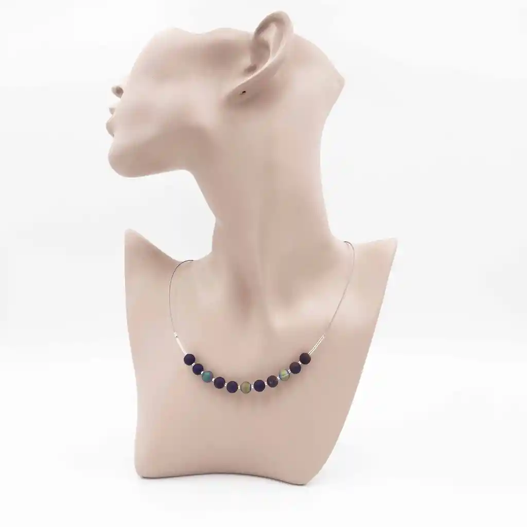 Collar Piedras Tornasol Y Mostacillas Miyuki