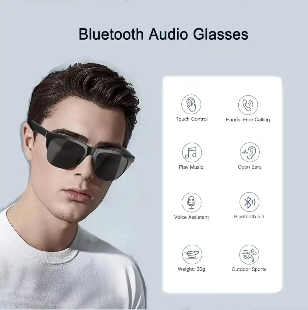Lentes De Sol Recargable Con Parlante Bluetooth