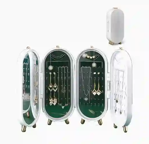 Joyero Plegable Blanco Organizador De Aros Cadenas Y Anillos