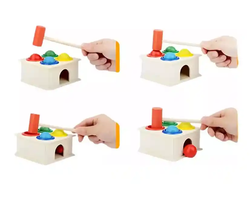 Caja Martillo Didactico Motricidad Juguete Madera Montessori