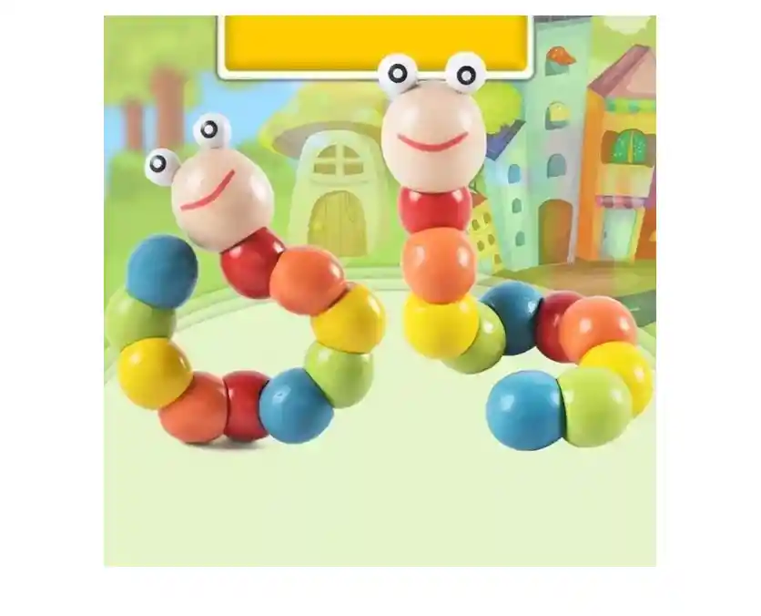 Gusano De Madera Rompecabezas Dedos Juego Montessori