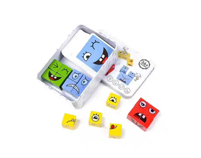 Juego Emoji Didáctico De Expresiones Y Emociones En Madera