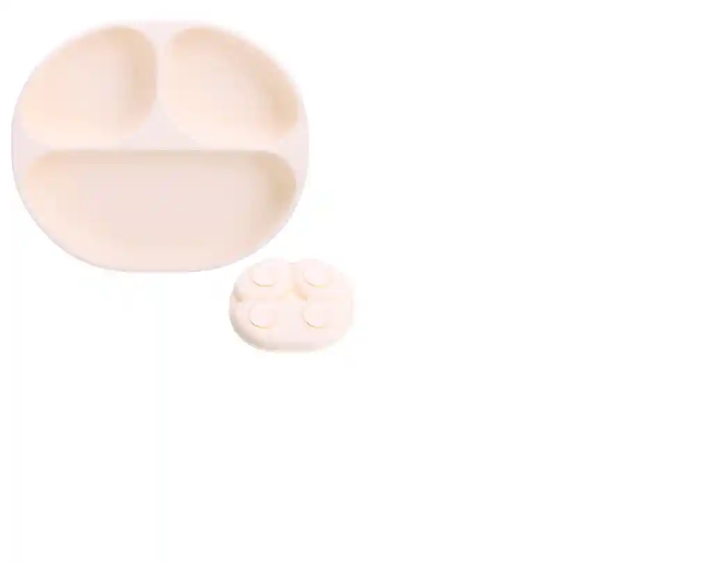 Plato De Silicona Con Succion Beige