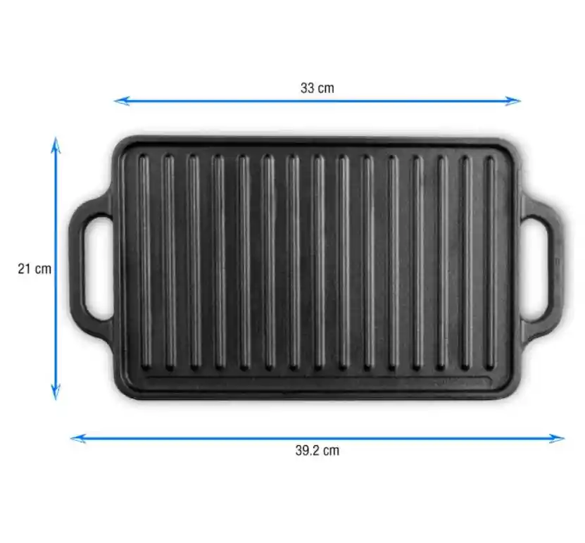 Plancha Reversible Hierro Fundido Precurado 33 X 21 Cm, Victoria