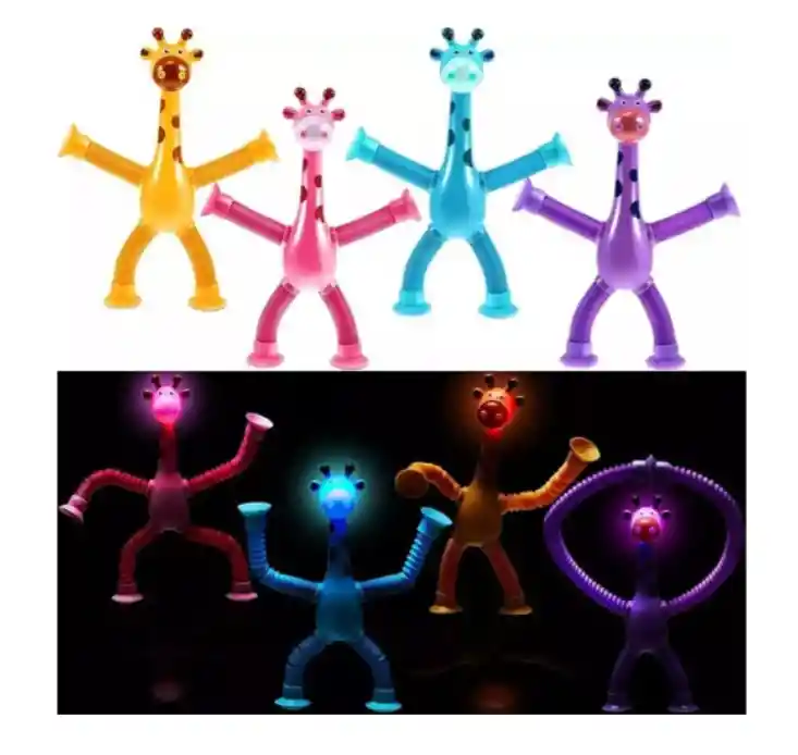 4 Piezas De Ventosa Telescópica, Juguete De Jirafa Con Luz