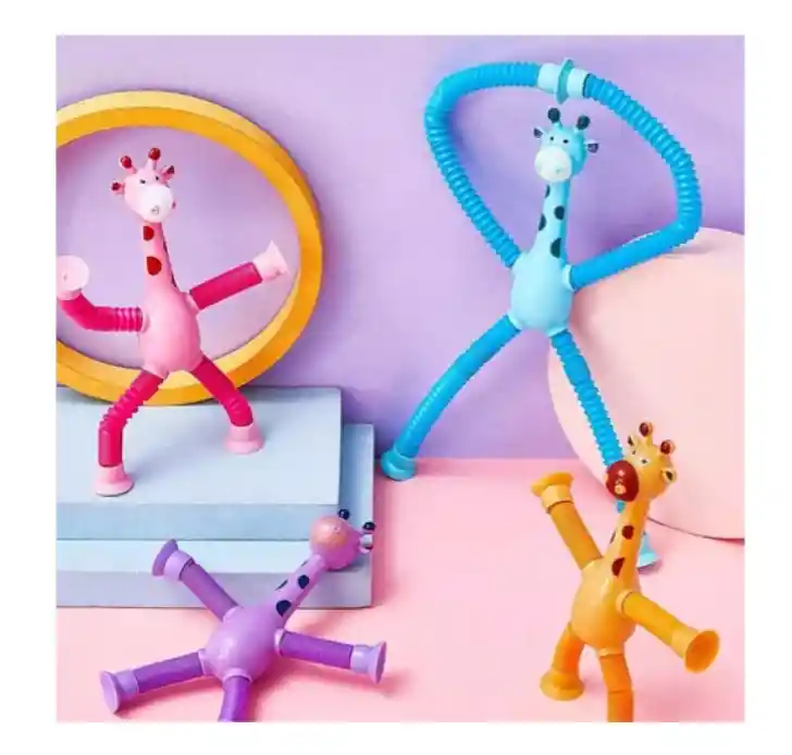 4 Piezas De Ventosa Telescópica, Juguete De Jirafa Con Luz