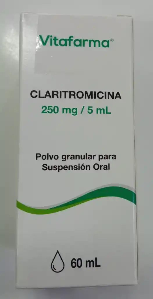 Claritromicina 250mg/5ml X 60 Ml Polvo Granular Para Suspension Oral