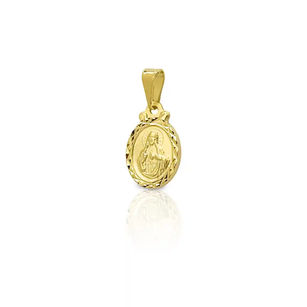 Colgante Medalla Sagrado Corazón 11mm Borde Ovalado Enchapado Oro 18k