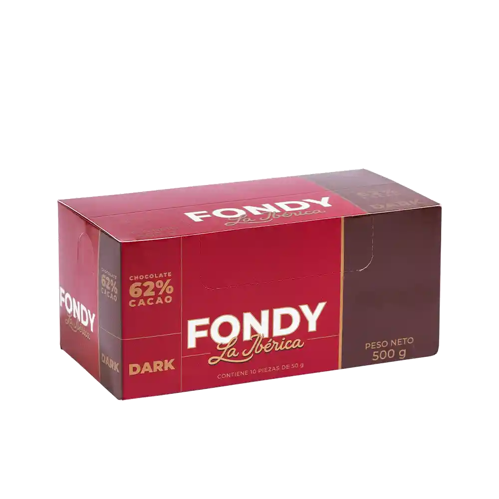 Fondy Dark La Ibérica 62% Cacao 50g X 10 Pzas